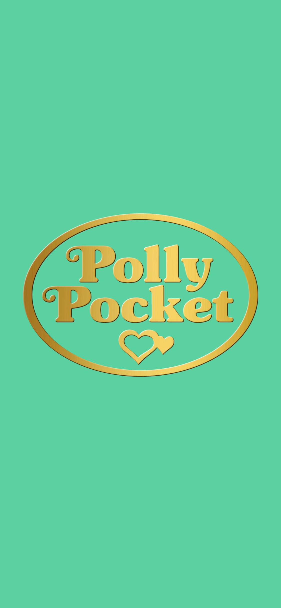 phone wallpaper displaying polly pocket (green/gold)