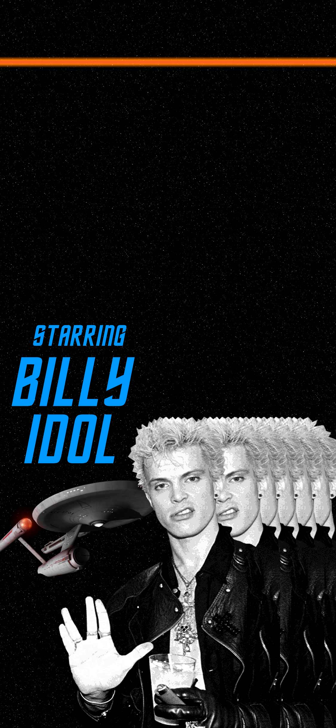 phone wallpaper displaying billy idol // star trek