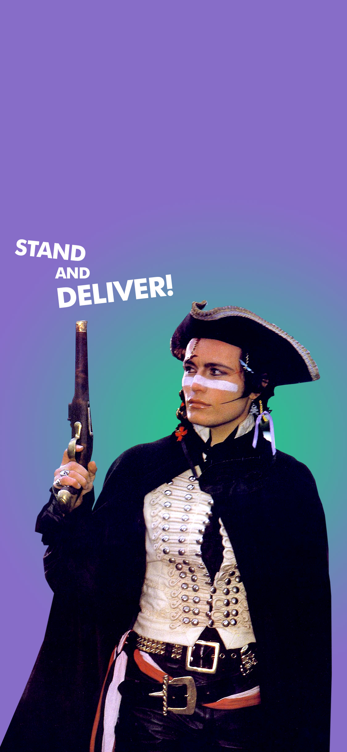 phone wallpaper displaying adam ant // stand and deliver