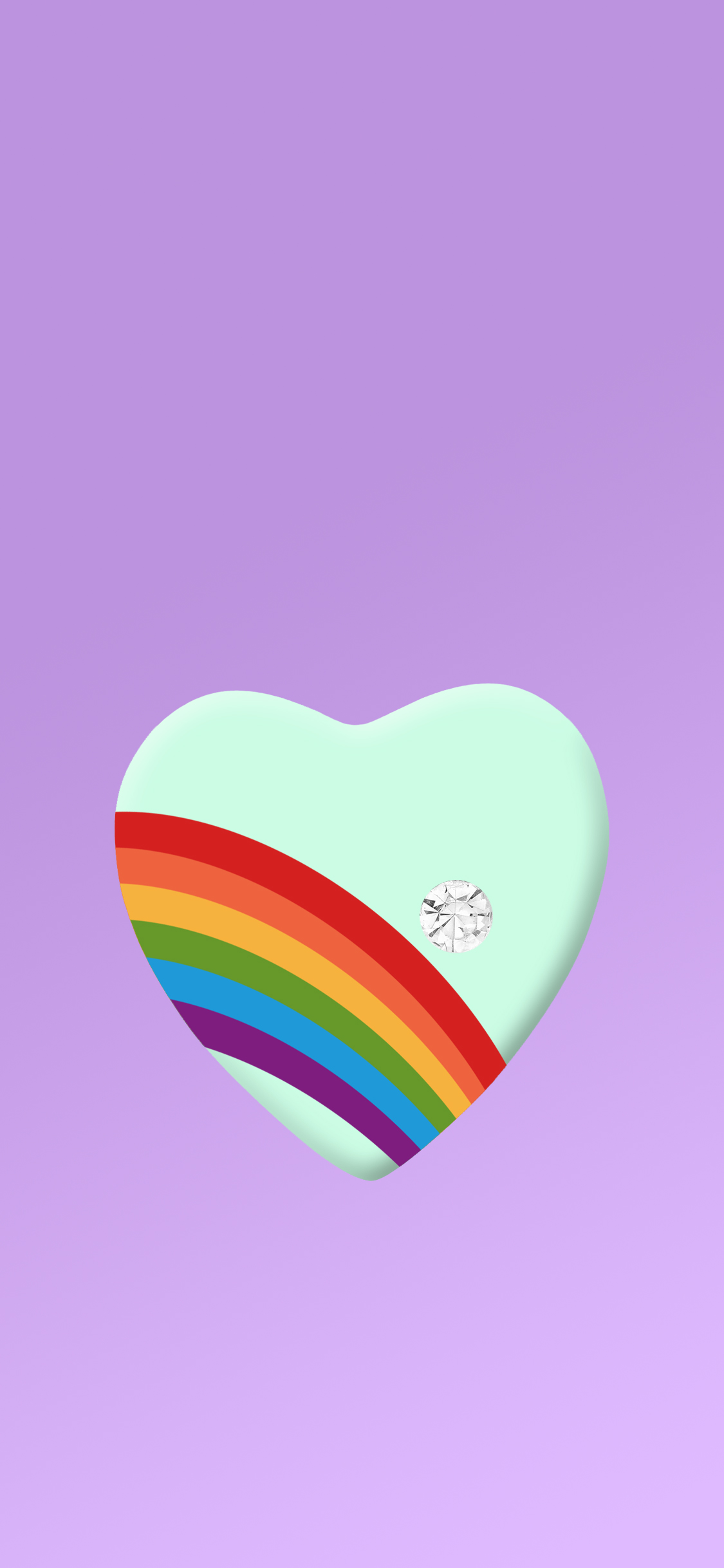 phone wallpaper displaying vintage 80s rainbow heart (mint)