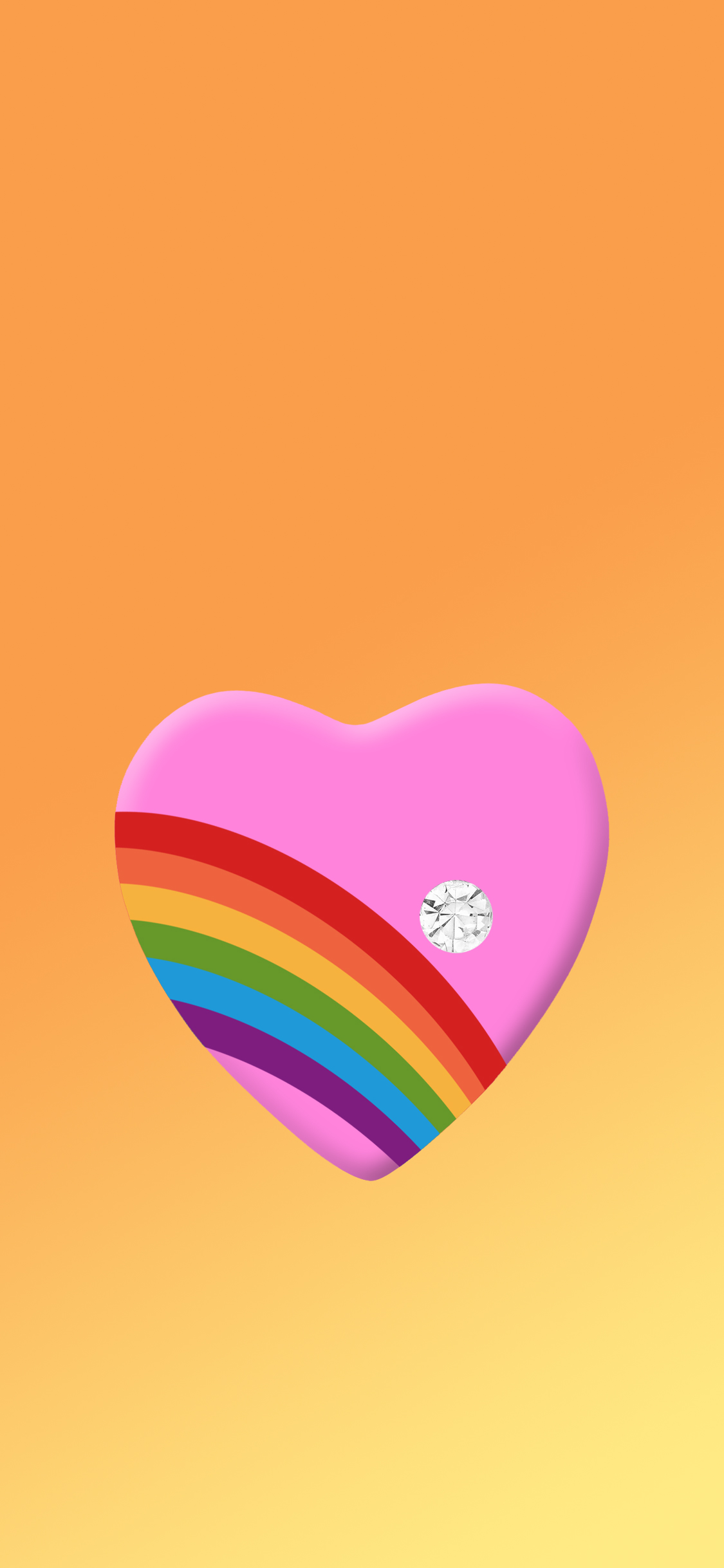 phone wallpaper displaying vintage 80s rainbow heart (pink)