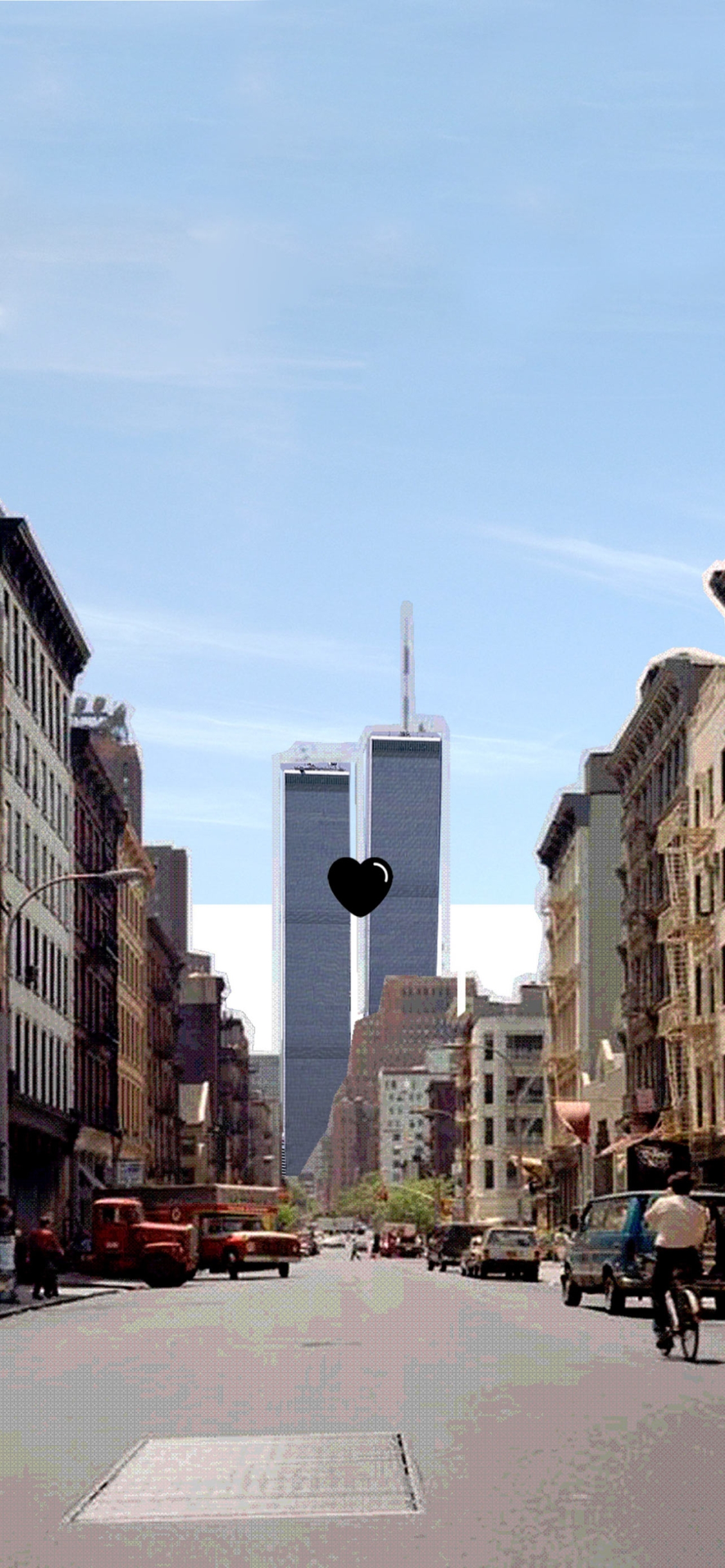 phone wallpaper displaying #RIPNYC // the twin towers